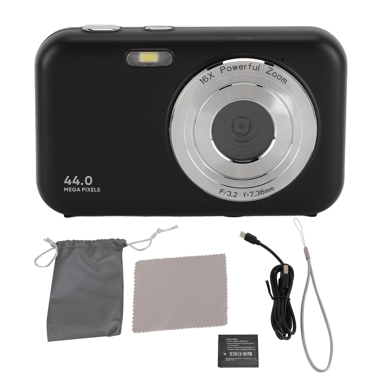 

Digital Camera 1080P 2.4 Inch 44MP 16X Zoom Multifunctional Compact Travel Video Camera Black зелений