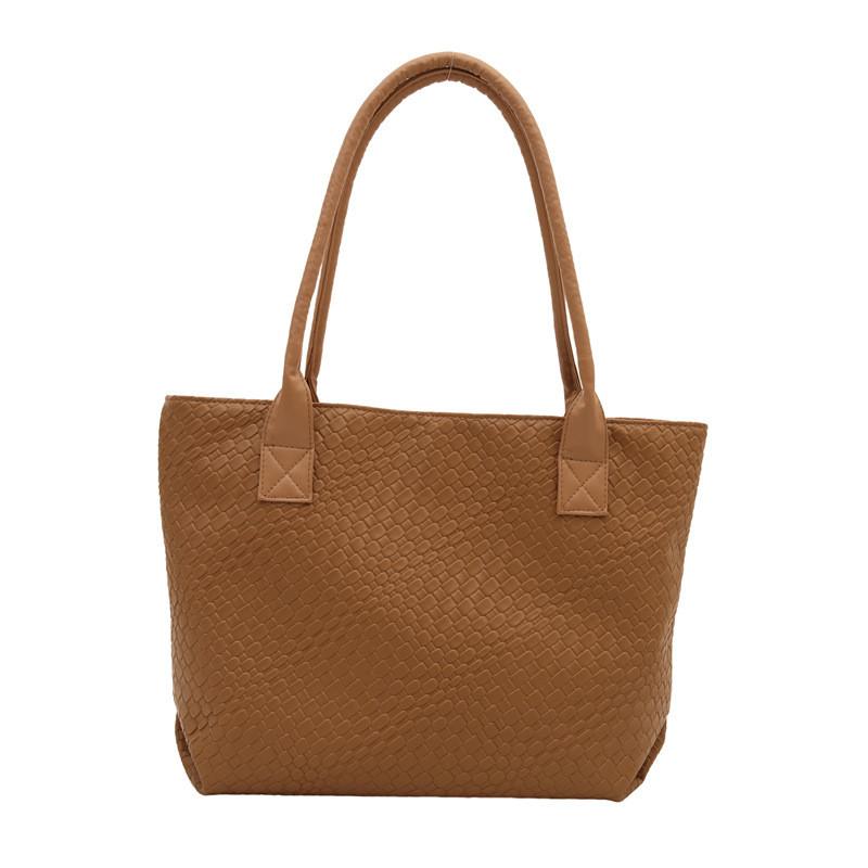 Stylish Korean Large Capacity Tote Bag For Women With Woven Texture Design Ideal For Daily Use