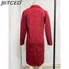 BITCED Women's Vintage Casual Lattice Print Autumn Winter Long Sleeve POLO Neck Jackets & Coats