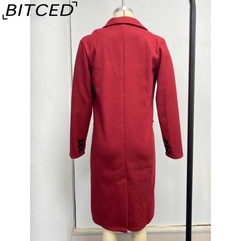 BITCED Women's Vintage Casual Lattice Print Autumn Winter Long Sleeve POLO Neck Jackets & Coats