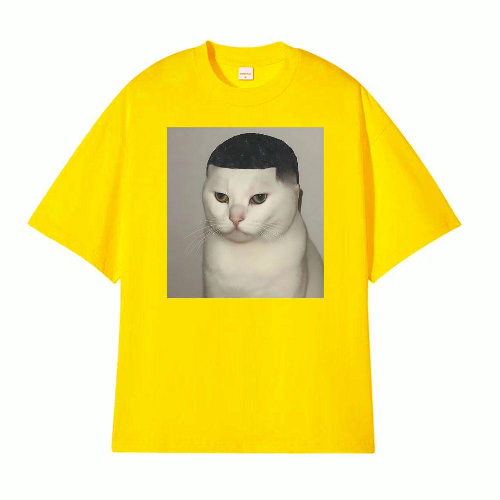Funny Haircut Unhinged Cat Meme Printed T Shirt Unisex Women Casual Cotton High Quality Tshirts Fashion Cool Classic Humor Tshirt