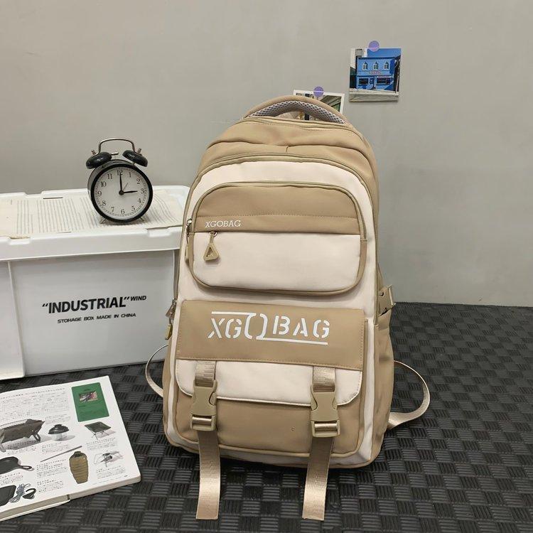 Schoolbag1011 New Large Capacity Casual Versatile Middle and High School Students Travel Lightweight Burden Reduction Ridge Backpack
