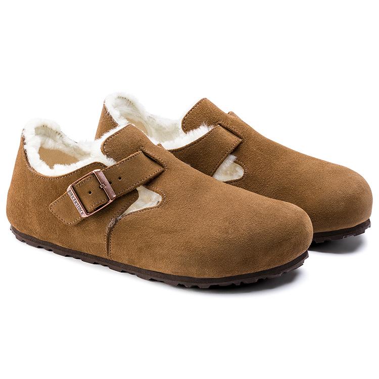 Birkenstock London Shearling Suede Leather Narrow Fit 'Tea' 1014963
