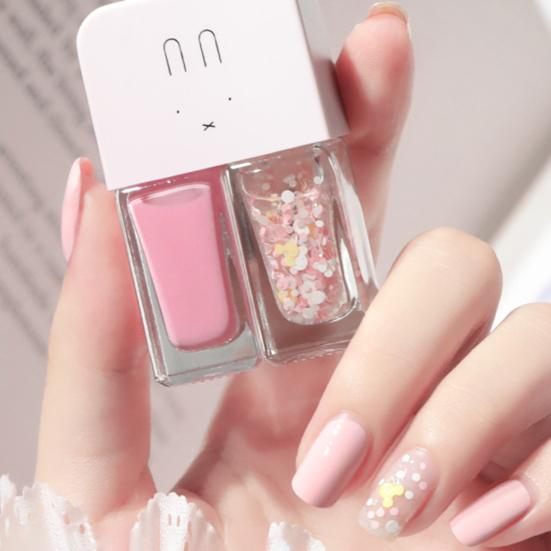 6ml x 2 Nail Decoration Water-proof Dry Quickly Resin 2 in 1 Nail Polish Set for Beauty