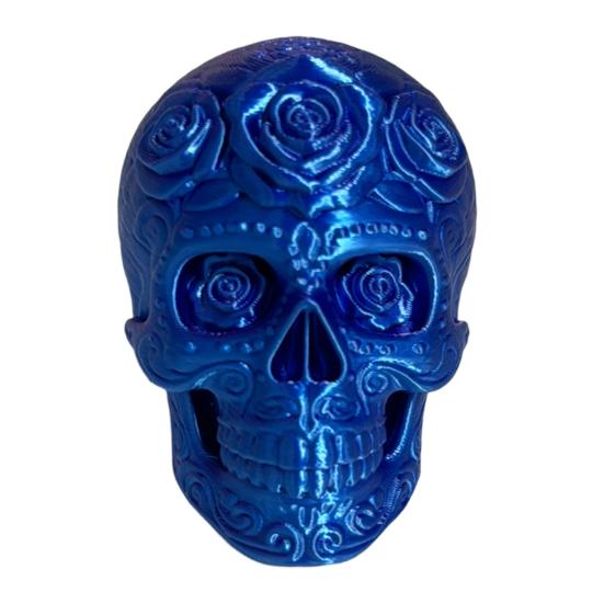 Rose Skull Figurine Day of The Dead Plastic Floral Skull Statue Collectible Human Head Sculpture for Halloween Home Desktop Decor