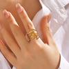 Stainless Steel Lava Irregular Hollow Ring for Women Metal Texture Waterproof Daily Simple Stylish Golden Rings Jewelry