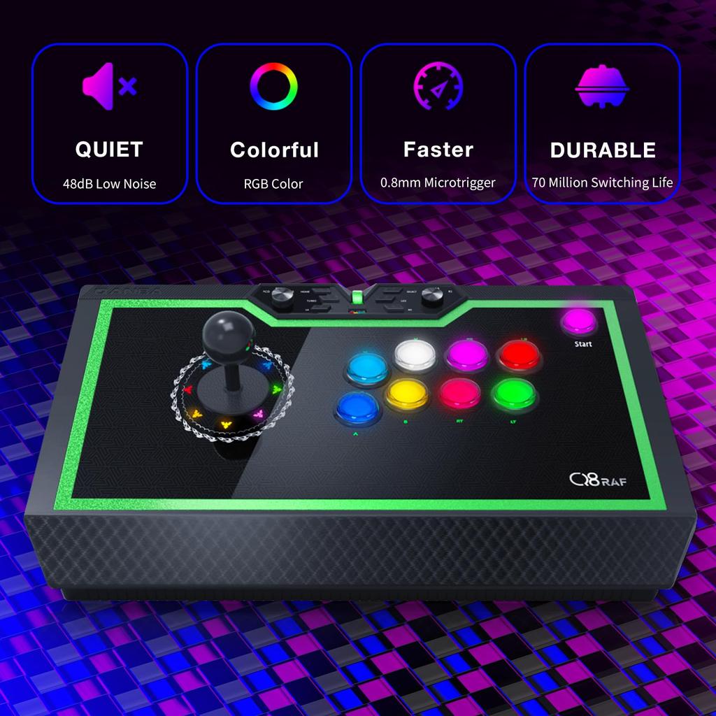 Qanba Q8 Silent Arcade Joystick Qanba Q8 Silent Arcade Joystick Gravity Mechanical Shaft Switch Silent Lever Gravity KS RGB LED model equipped with
