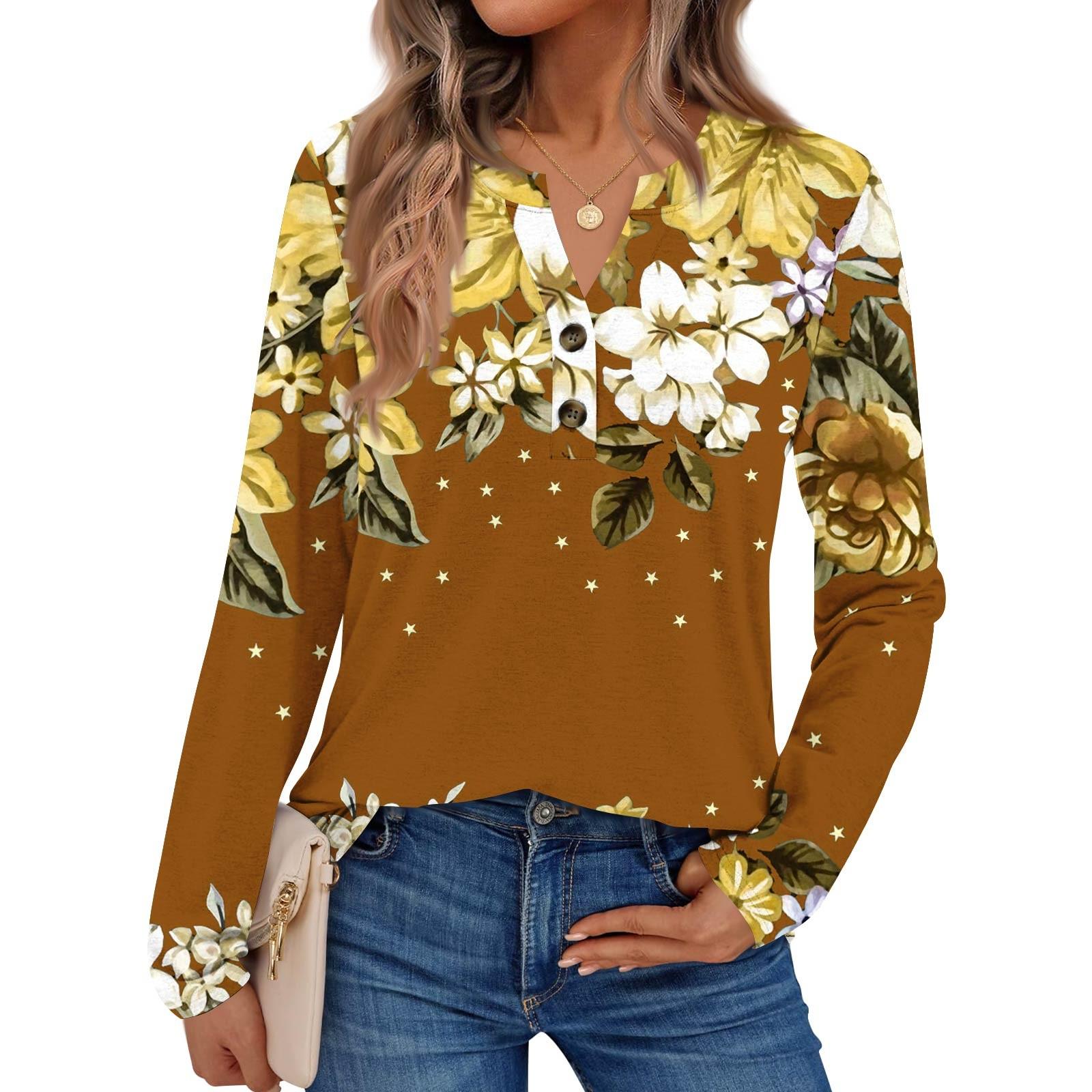 

Женские рубашки с принтом, с длинным рукавом, элегантные повседневные топы, модные рубашки, топы L коричневый