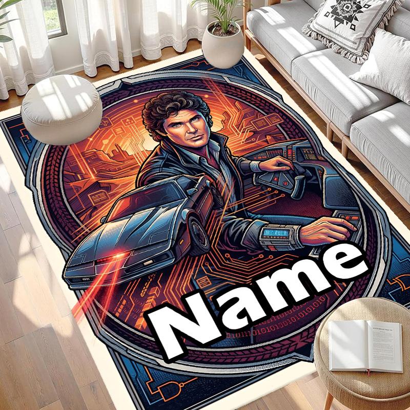 Custom Name Personalized Knight Rider Print Carpet, Versatile Home Decor Rug, for Playroom, Apartment, Balcony, Entryway, Hallway Gift