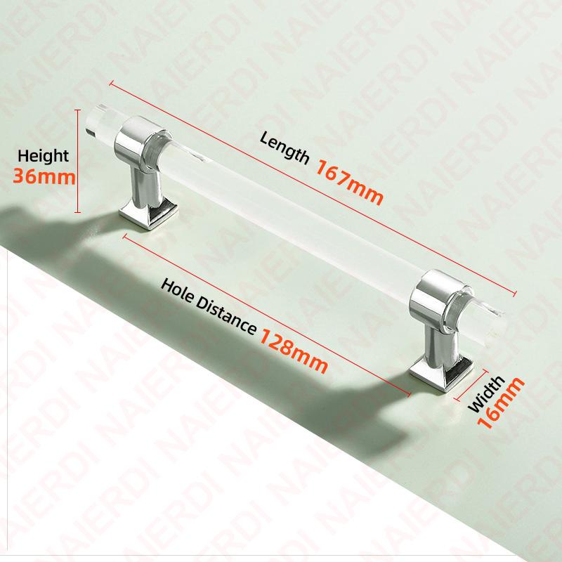 NAIERDI Acrylic Furniture Handles T-Bar Gold Crystal Cabinet Handles and Knobs Zinc Alloy Silver Door Handle Hardware