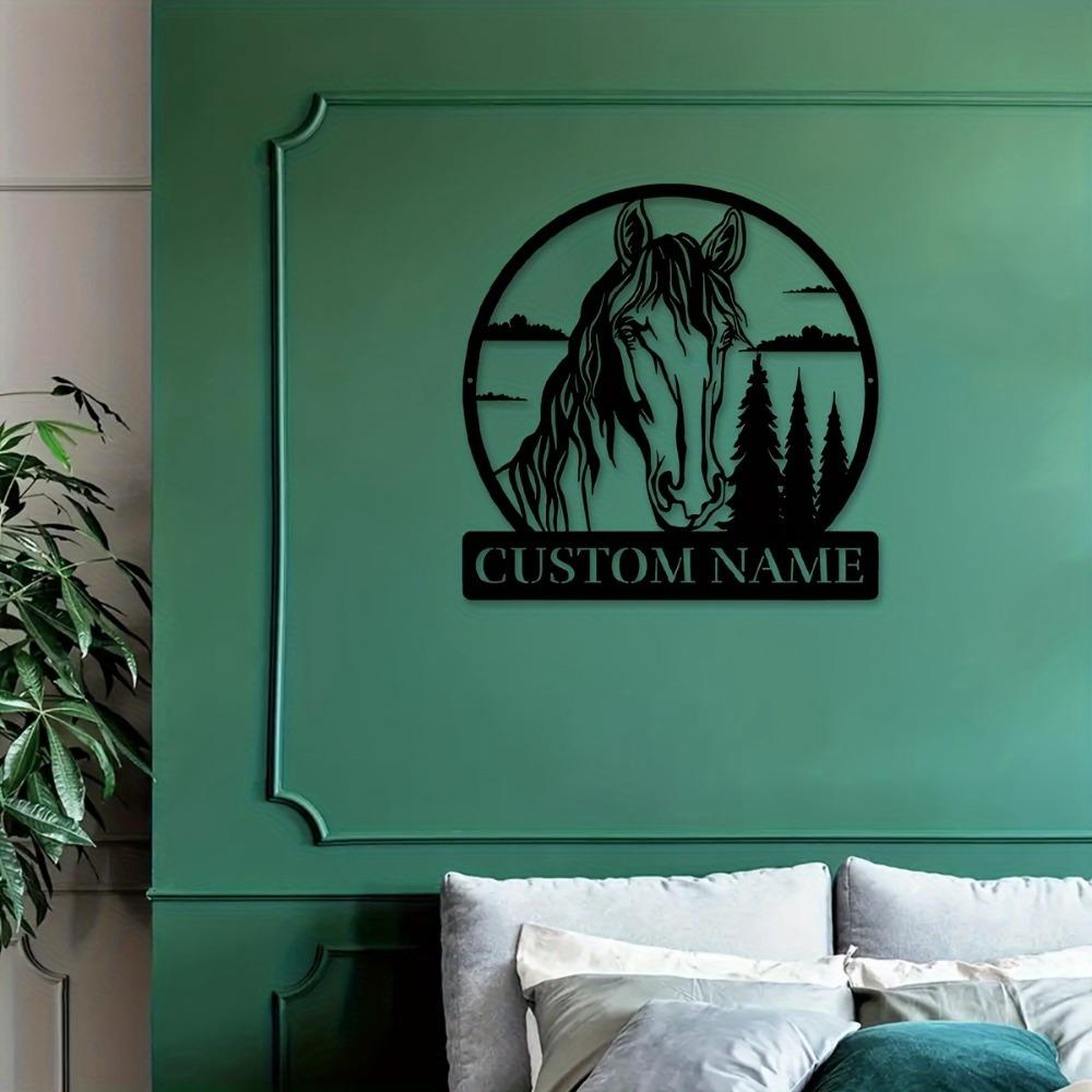 1pc Custom Rustic Horse Metal Wall Art, Personalised Emblem Sign for Lounge, Office, Veranda, Deck, Gift, Home Decor