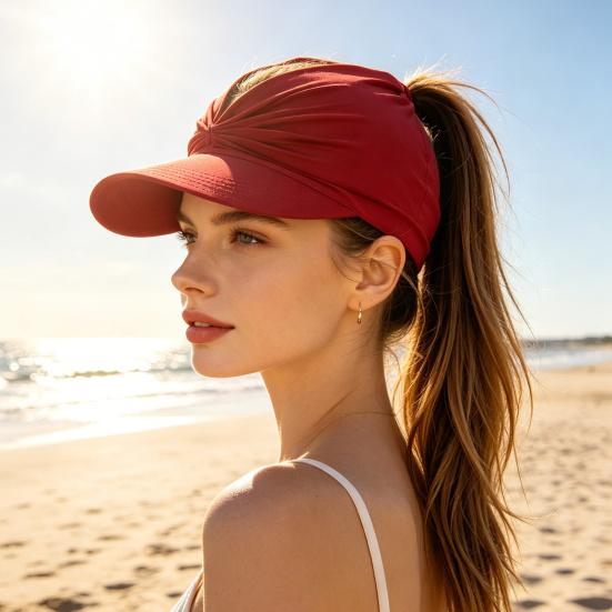 Women Sport Hat with UPF 50+ UV Protection Sweat-Wicking Fabric Open-Top Design Sun Visor Hat