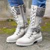 High Quality Women's Boots Warm Women Snow Boot Non-slip Mid-calf Boots Knitted Winter Women Shoes Low Heel Botines Para Mujeres