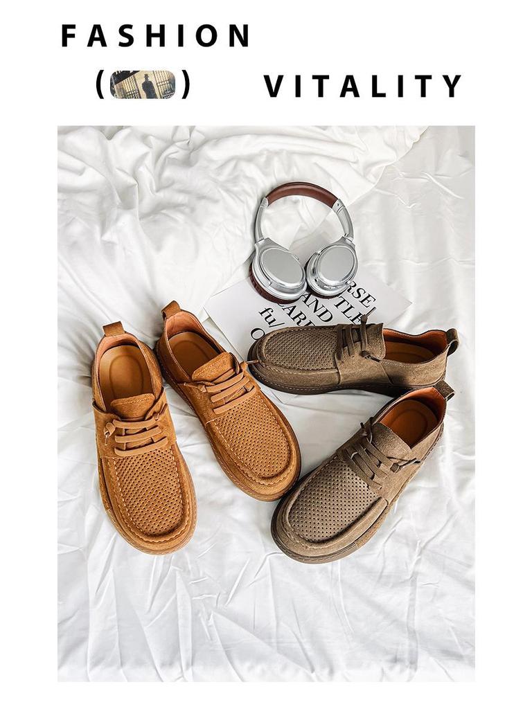 Men's Frosted Casual Wide Toe Breathable Loafers - Deodorant Pigskin Lining