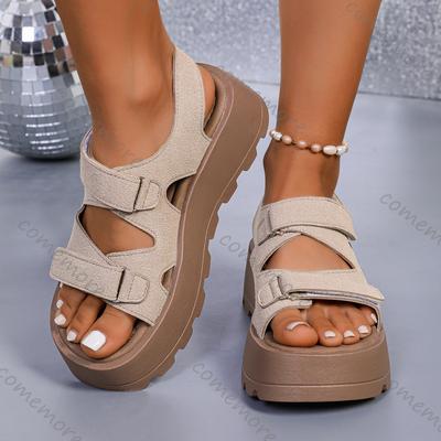Comemore Retro Sandals for Women Summer New Open Toe Platform High Heels Ladies Shoes Casual Heightening Sandalias Femininas