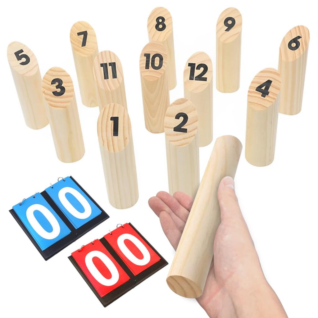 heizi Wood Throw Game Mini Scoreboard Set for Outdoor and Parties Boccia, Camping, Kids' (Wooden Game)