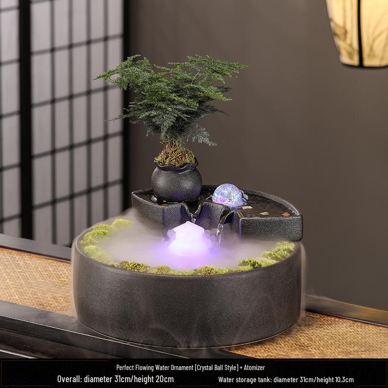 Ceramic Flowing Water Fountain: Wealth-Attracting Desktop Ornament for Living Room & Office Decor