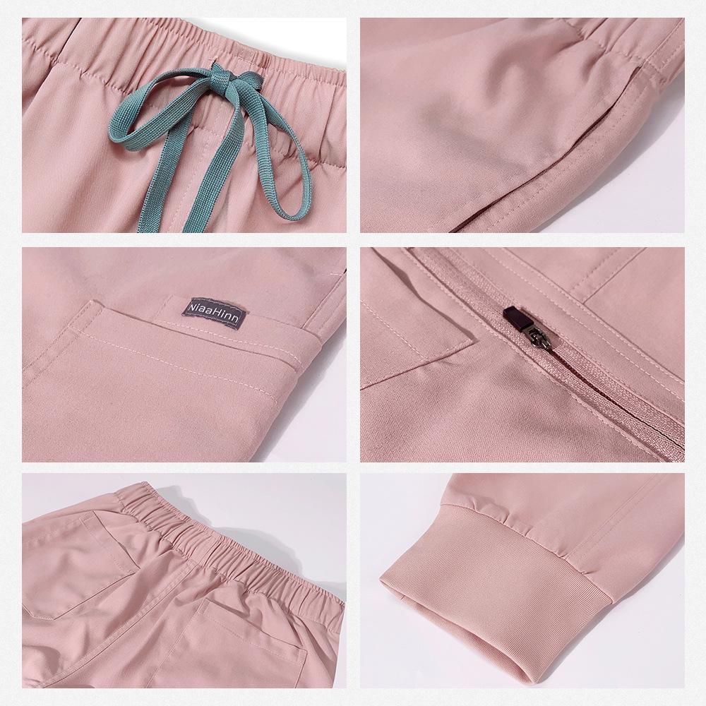 Elastisches V-Ausschnitt Kurzarm Schwesternuniform-Set für Damen - Chirurgischer Schlupfanzug auf Lager