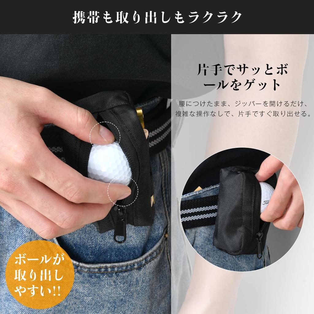 YooFa Nylon Golf Holds 2 Golf Zipper Golf Hat Lightweight and Easy To Attach and Remove Men's Bag, Balls, Closure, Fork, Marker, Clip, Durable,