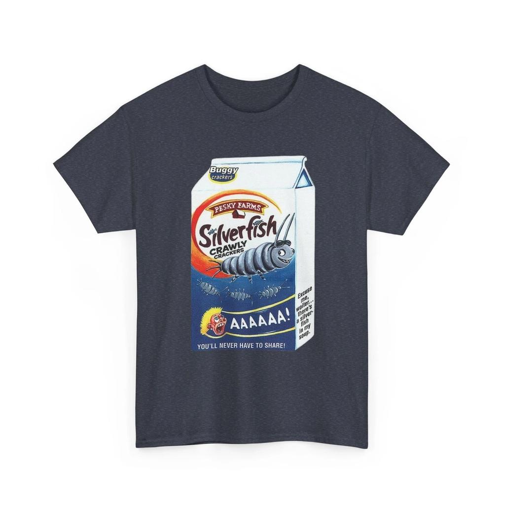Wacky Packages Silverfish Crackers Printed T shirt Funny Goldfish Parody