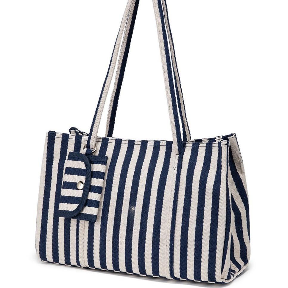 

Сумка-тоут женская полосатая серия легкая дорожная сумка через плечо большой емкости в стиле ленивой