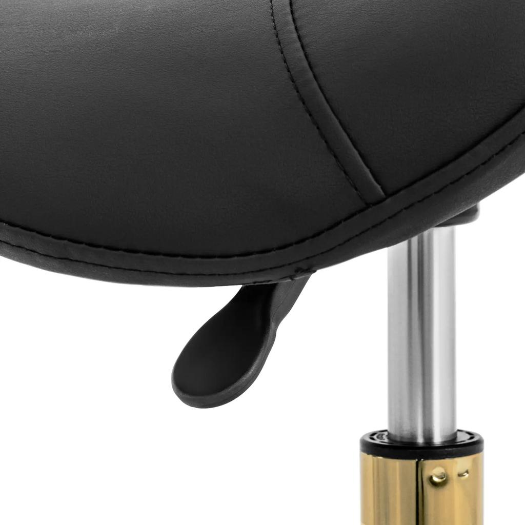 Cosmetic Saddle Stool On Wheels Up To 150 Kg YORK Black and Gold