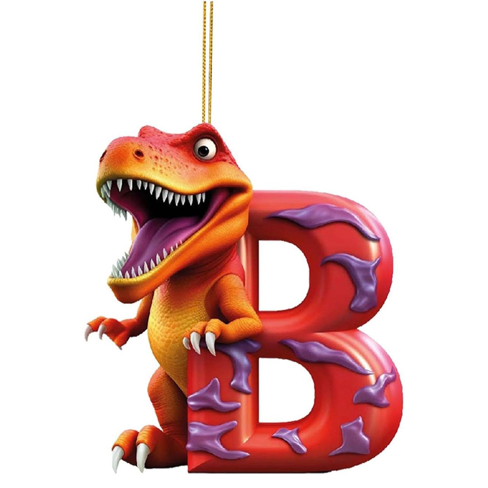 

26 Letter Dinosaur Christmas Tree Ornaments Car Rearview Ornament Acrylic Cartoon Hanging Pendant 2024 New Year Gift B