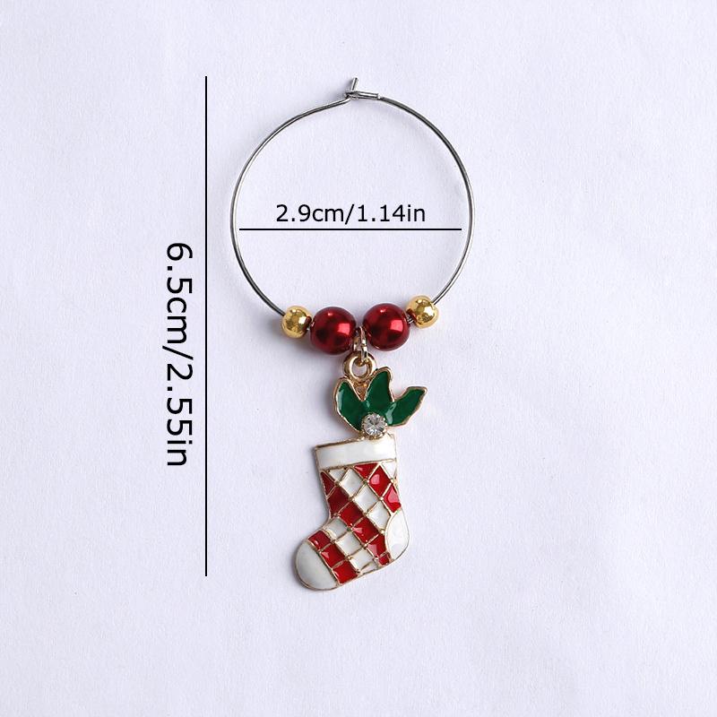 1/10 ks Prsten Svátky Kreslený Tvar Kreativní Víceprvkový Jemný Cyklus Vánoce Slitina Zinku Značka na Sklenici Identifikátor Nápoje Dekorace na Sklenici na Víno