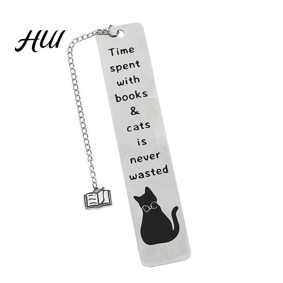 Funny Quote Bookmark Cute Cat Bookmark, Metal Page Marker with Creative Durable Quotes, Stainless Steel for Readers, Lover Gift Cartoon