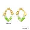Light luxury design colored resin stud earrings Maillard style irregular hollow V-shaped earrings stainless steel gold-plated earrings