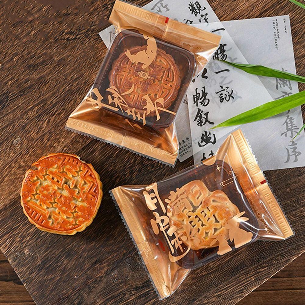 100pcs Chinese Style Mooncake Packaging Bag Plastic Food Grade Handmade Gift Bag Moisture-proof Machine Sealing Bag