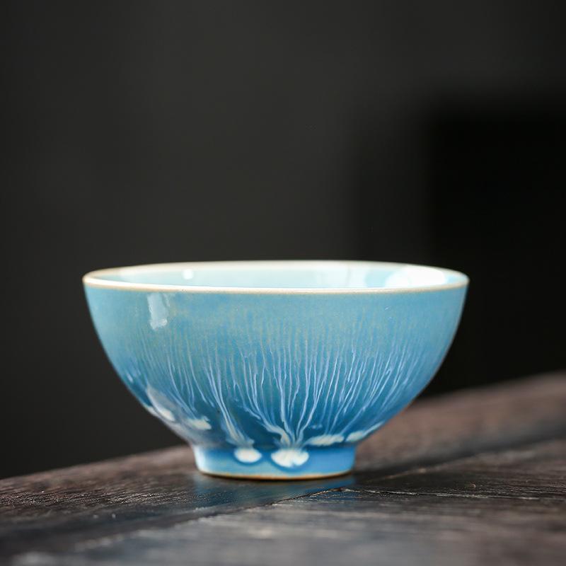 Kiln-changed tea cup 1 different color hat cup tea bowl tea cup set tea set Handmade kiln-changed tea cup
