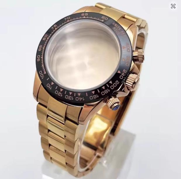 39mm Quartz Chronograph Watch Case Kit with VK63 Movement, 316 Stainless Steel Accessories