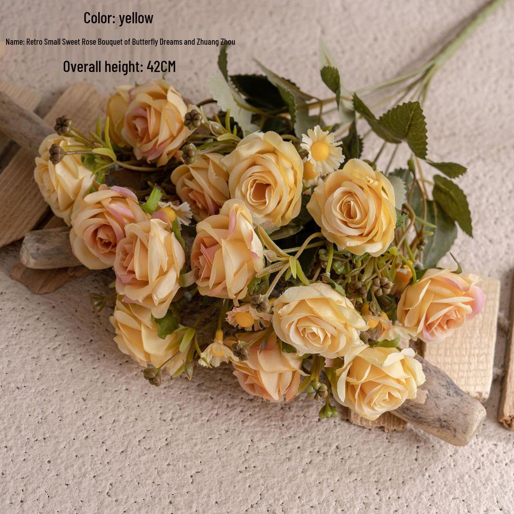 Zhuang Zhou Retro Rose Bunch INS Style Artificial Flowers for Home & Wedding Decor