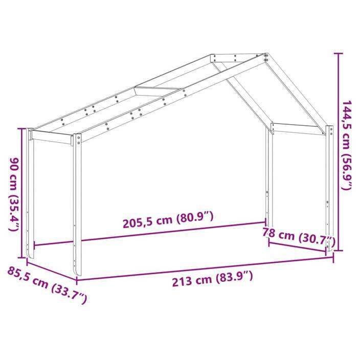 VidaXL Bed Roof for Children 213x85.5x144.5 Cm Solid Pine Wood, Bed Roof, Bed Canopy for Child, Roof for 846937