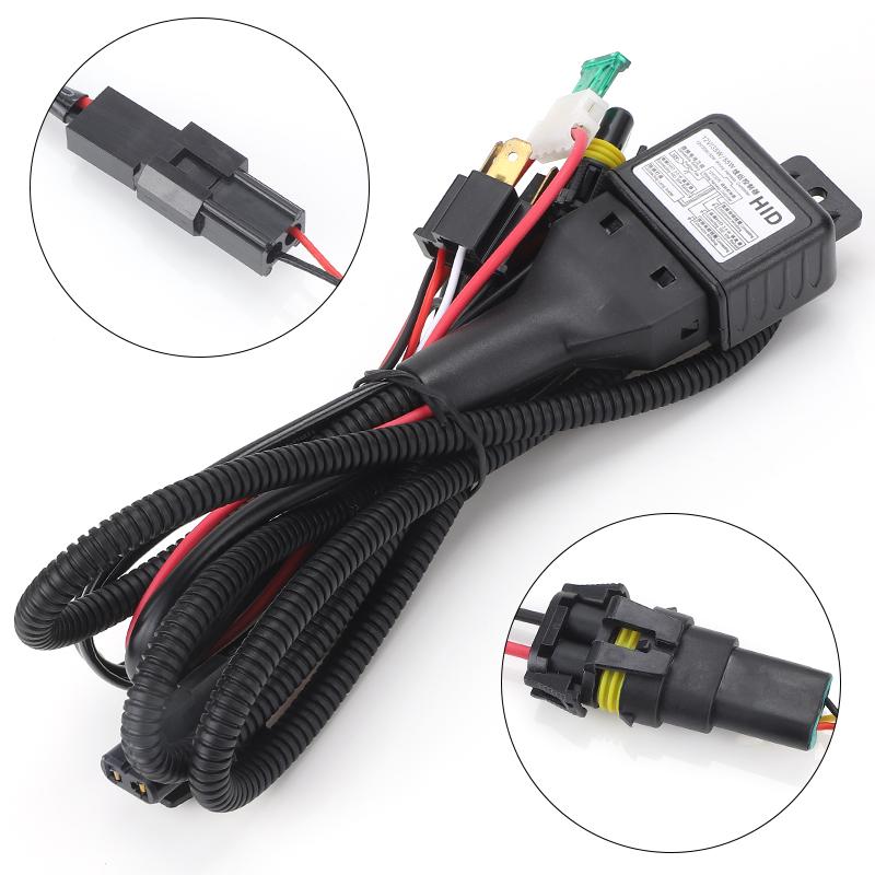 2sets Car 1 Lead 2 Lamp H4 HID Bi-LED Relay Harness Wire High Low Projector Lens Cables Headlight Control Connector Wires 12V
