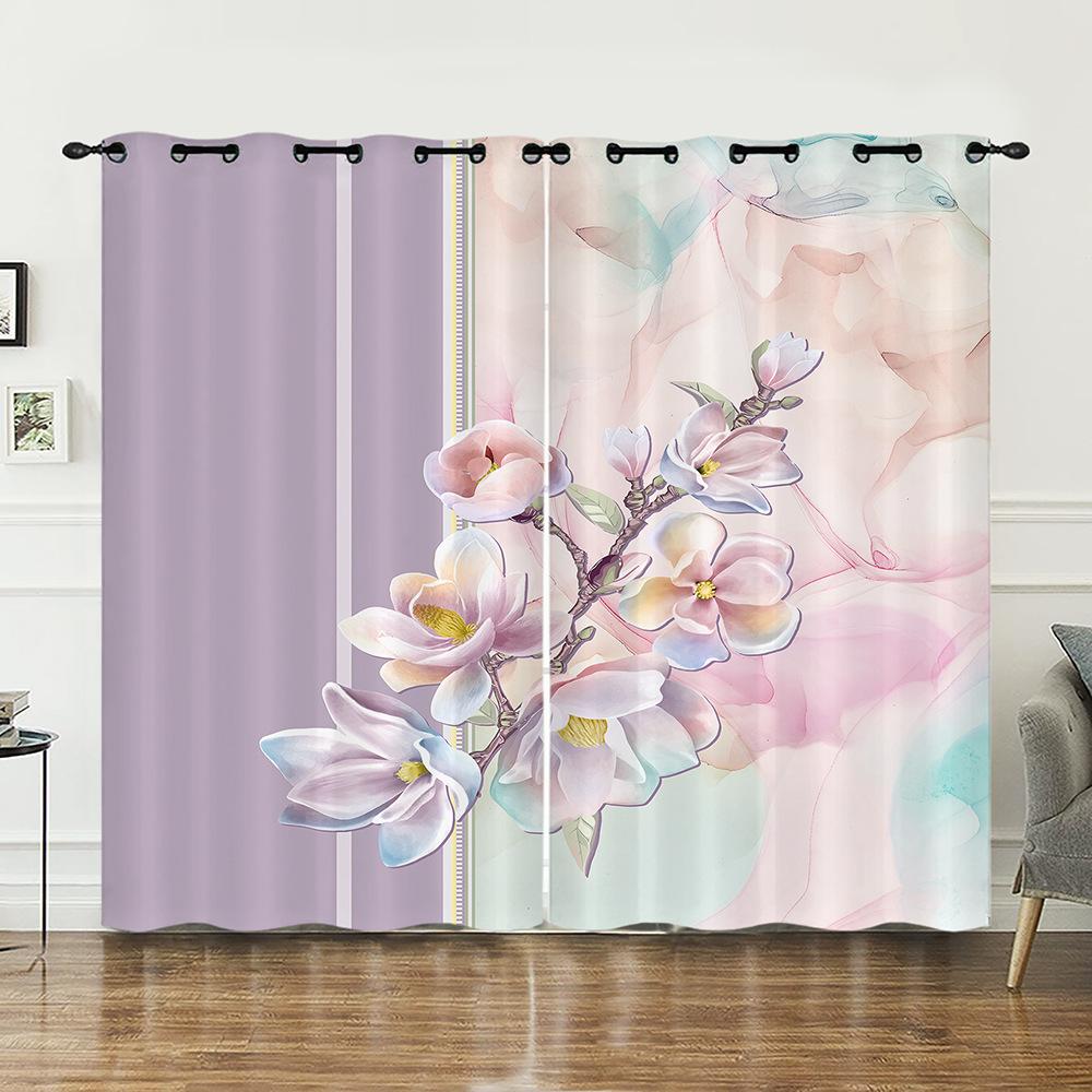 Curtains Vintage Flowers American Curtains Digital Printing Blackout Curtains No Punching