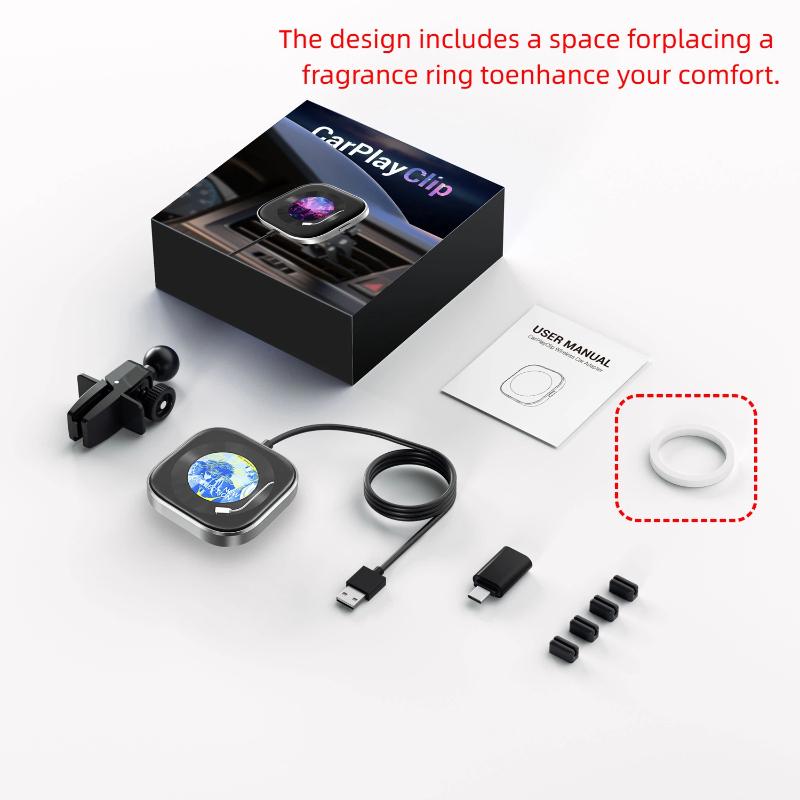 Wired To Wireless CarPlay Converter, Car Smart Connectivity and Entertainment System Adapter, Upgraded Air Freshener Clip