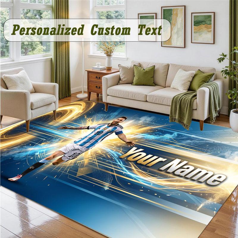 Crystal Velvet Square Rug Custom NameLionel Messi Pattern Non Slip Home Floor Decor Rug