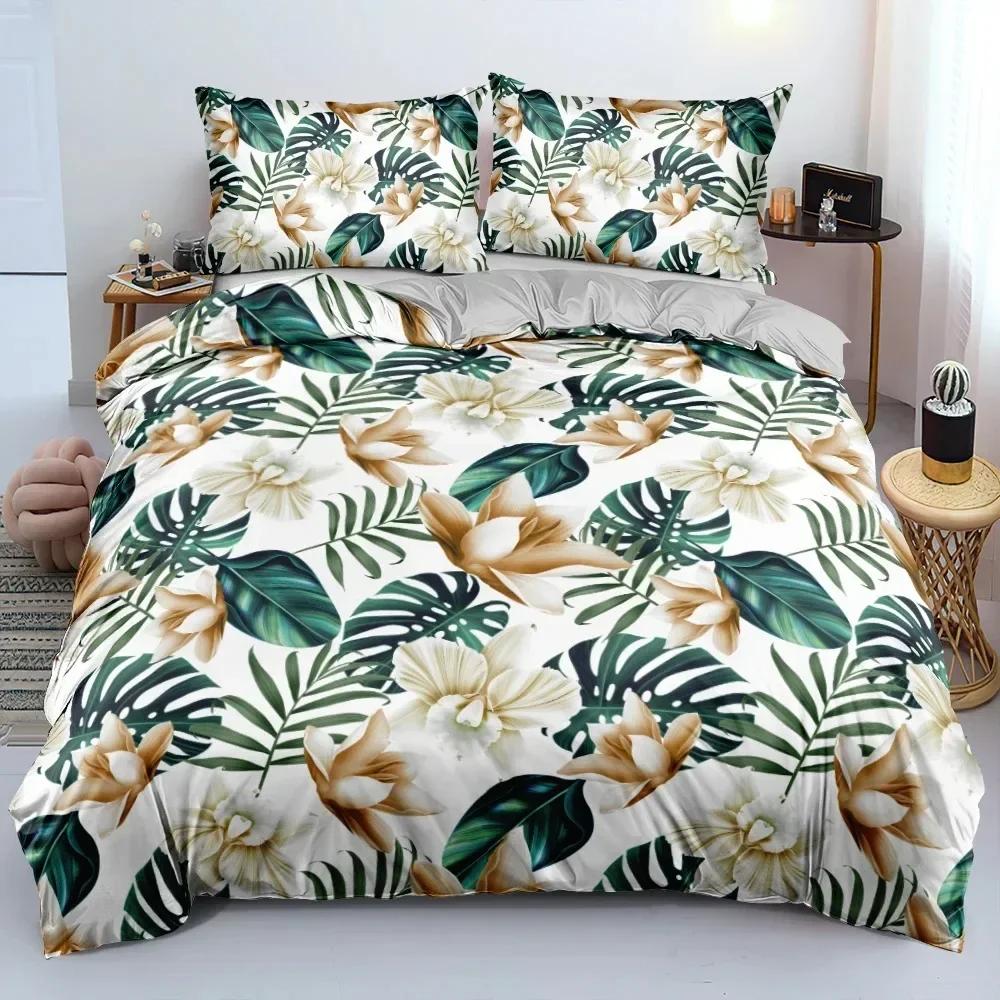 Top Gold Black Flowers Bedding Set Boys Girls Twin Queen Size Duvet Cover Pillowcase Bed Kids Adult Fashion Home Textileextile