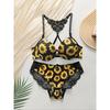 Women's Sexy Lingerie Set with Front Buckle Chrysanthemum Pattern and Steel Ring Gathering Push Up Underwear Set A3116