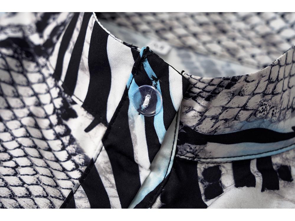 Europäischer & Amerikanischer Stil Damen Herbst Print Krawatte Einreihig Langarm Hemd