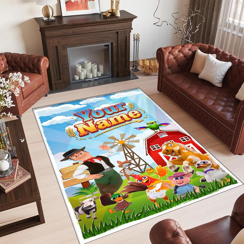 Personalized Crystal Velvet Carpet Custom Name Text,La Granja de Zenón Anti Slip Area Rug For Home Decoration