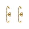 European and American Minimalist Single Row Crystal Zircon Stud Earrings for Women Geometric E Shape Vintage Jewelry