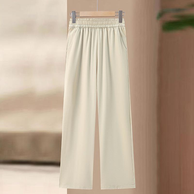 

2025 Spring Satin Trousers for Middle-aged & Elderly Women - Elastic Waist, Long & Thin Fit for Moms & Grandmas 3XL