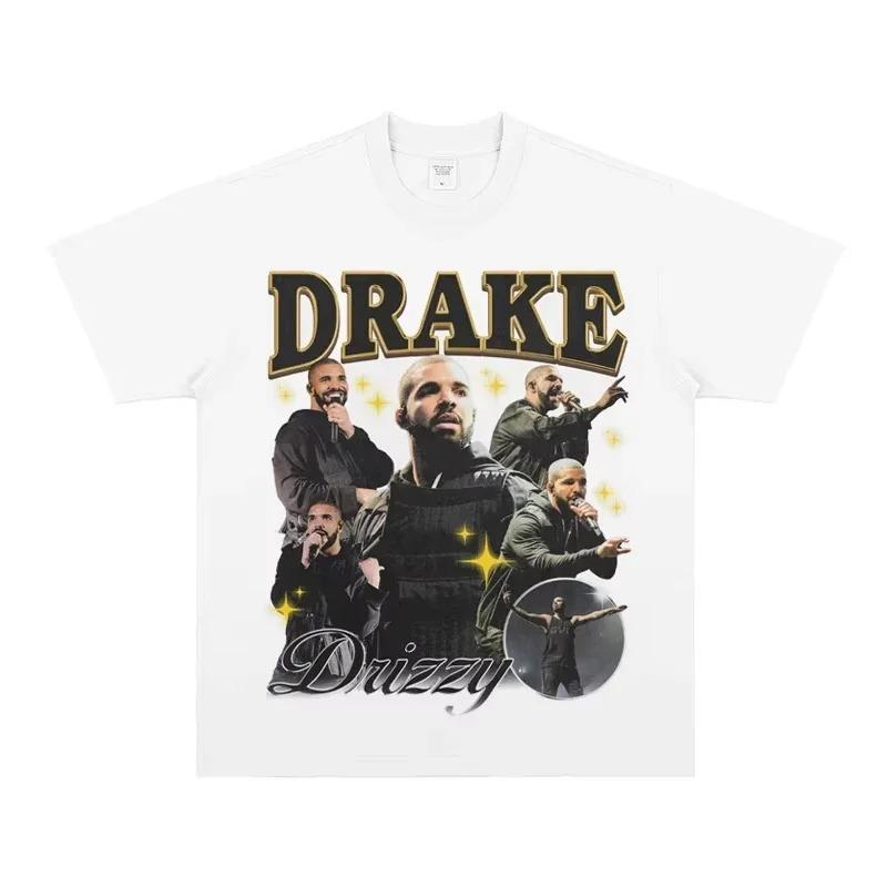 Hot Sale European American Drake Male Duck Print Tshirts Men Women Crewneck Cotton Tees HighStreet Loose Casual Oversized Tops