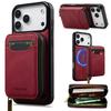 Custodia in Pelle 2 in 1 Staccabile Magnetica con Cerniera e Porta Carte per iPhone 17 Pro Max 16 Plus 15 14 13 12 Per Copertura Borsa Magsafe