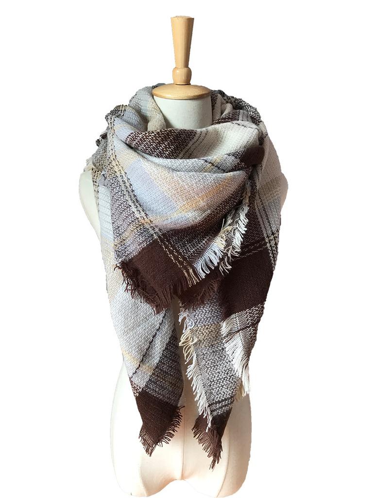 Autumn and winter new colorful plaid square scarf plaid scarf men's and women's imitation cashmere plaid scarf shawl