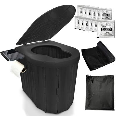 CLEAN HOUSE Portable Folding Toilet with Excrement Bag and Coagulant Set, Lid, Step Stool, and Emergency Car Camping