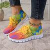 Women's Letter Print Platform Sneakers, Breathable Knit Slip on Outdoor Shoes, Comfortable Low Top Sport Shoes Plus Size 36-42